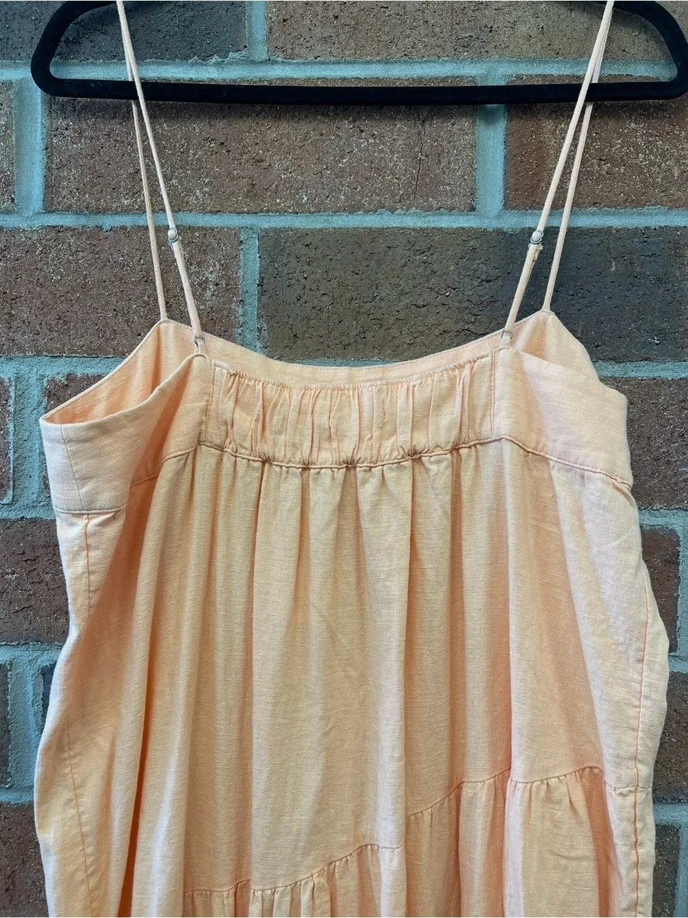 NWT ABERCROMBIE & FITCH Linen-Blend Cottage Asymmetrical Tiered Maxi Dress L